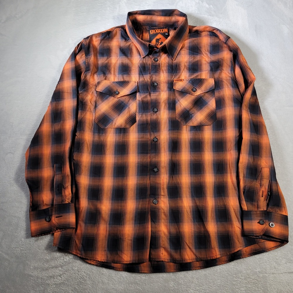 Dixxon Flannel Company Shirt Mens 3X Orange Black Plaid The Sign Bamboo Fall